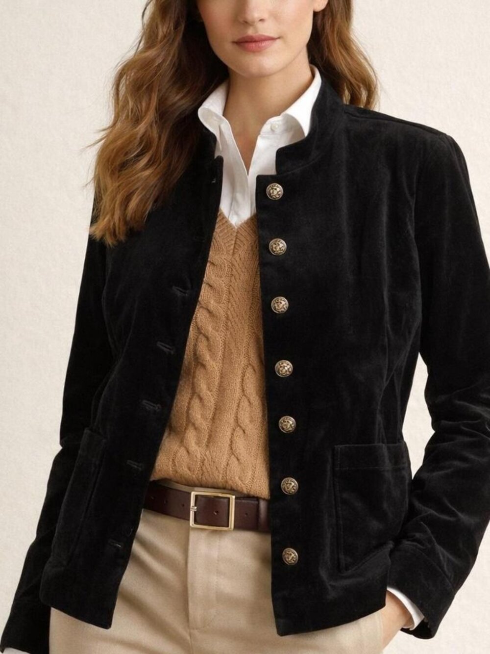 J.Jill Black Velvet Gold Buttons Jacket 2 Front Pockets Size MP New